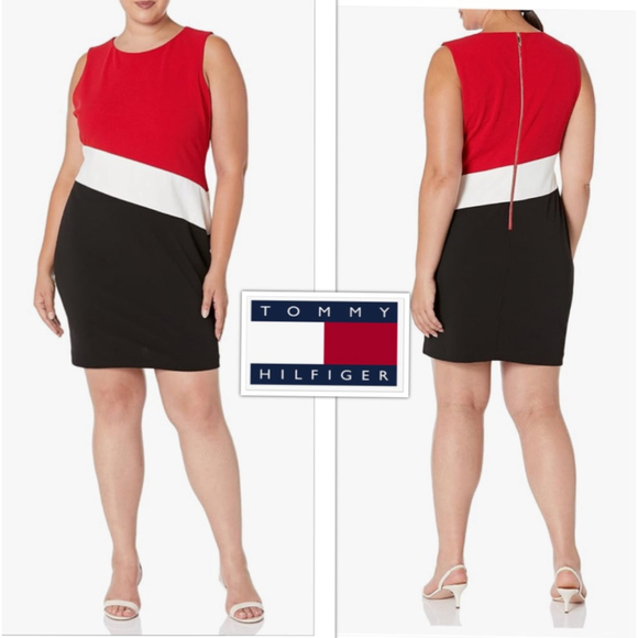 Tommy Hilfiger Dresses & Skirts - Tommy Hilfiger size 10 sleeveless color block scuba crepe sheath Dress